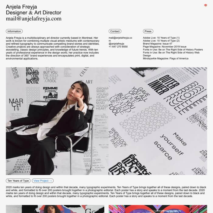 Anjela Freyja Landing Page