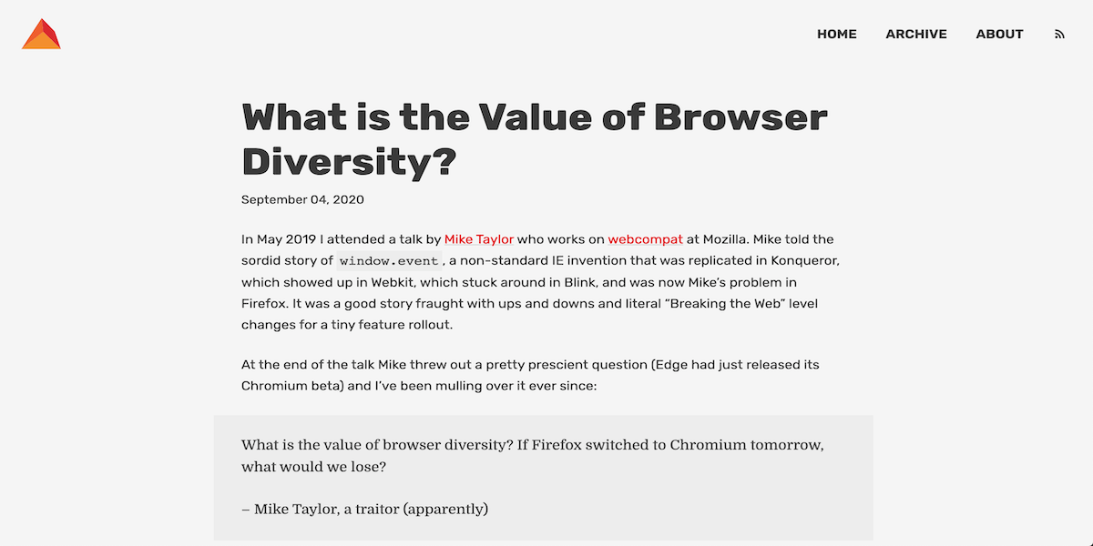 Browser Diversity Article Screenshot