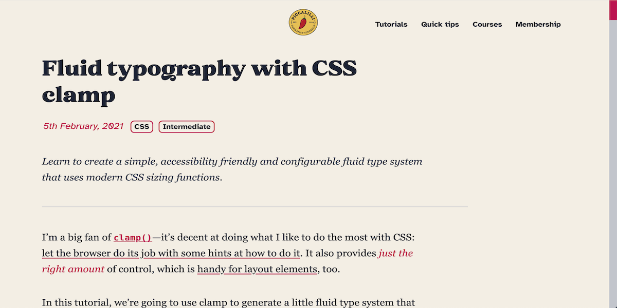 Fluid typography with CSS clamp article 