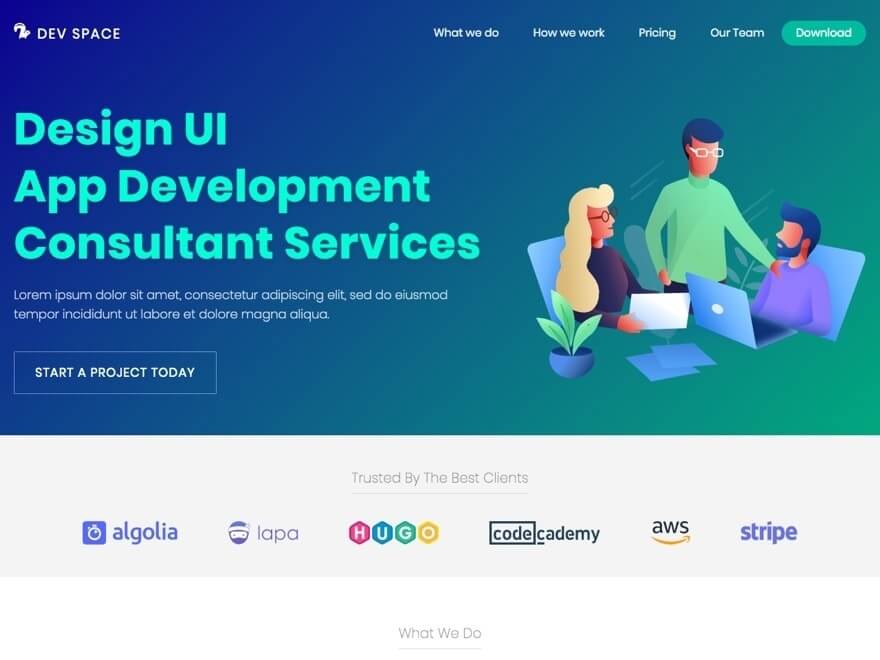 Dev Space Landing Page