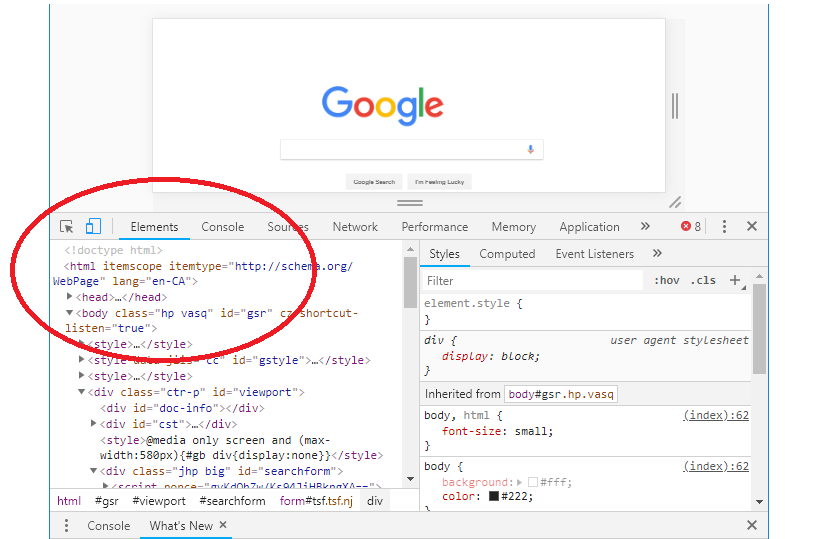 DOM in Chrome DevTools