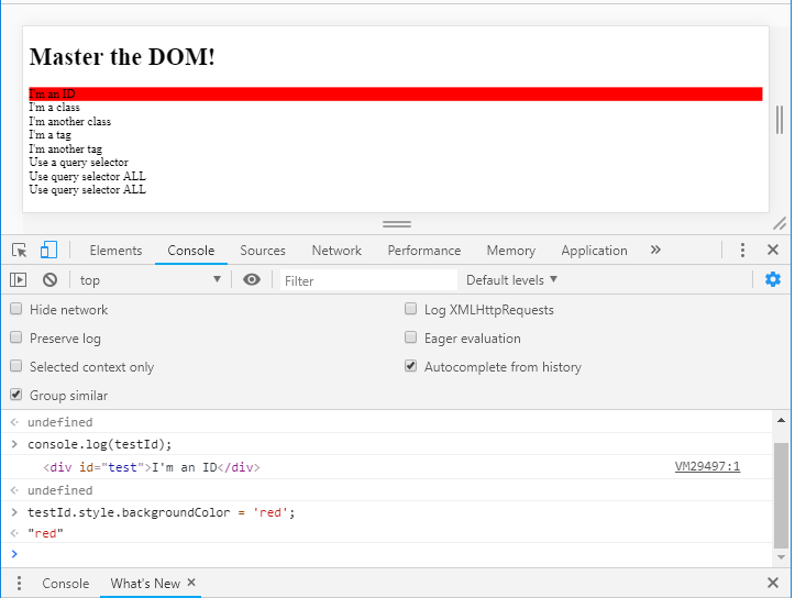 DOM Example Selection