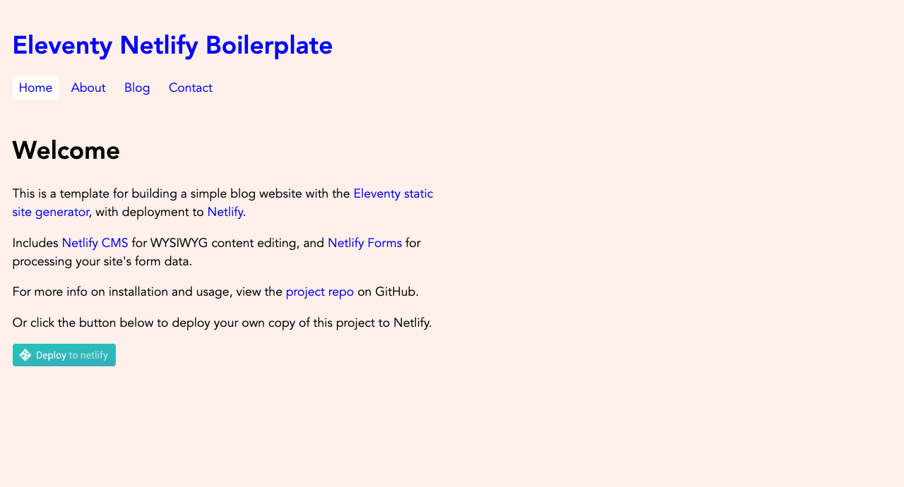 Eleventy NetlifyCMS Boilerplate 11ty Theme