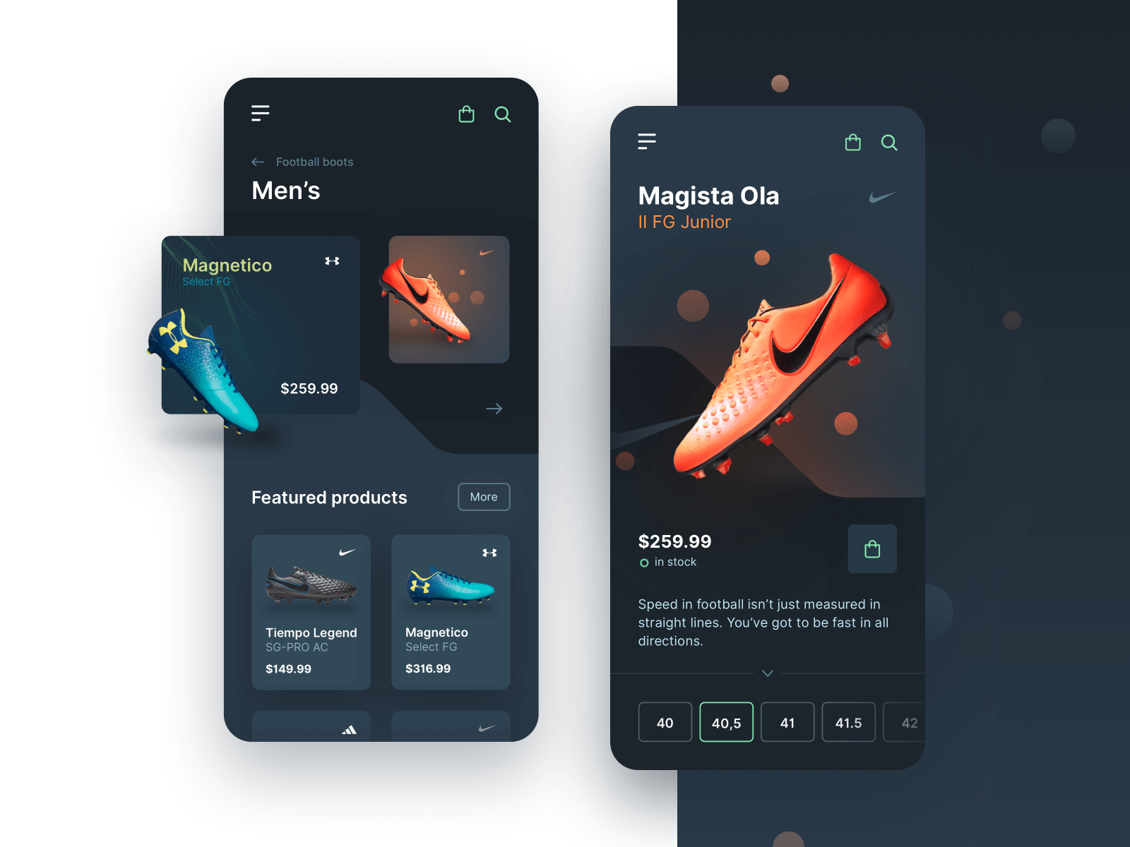 Football Boots Dark Mode UI