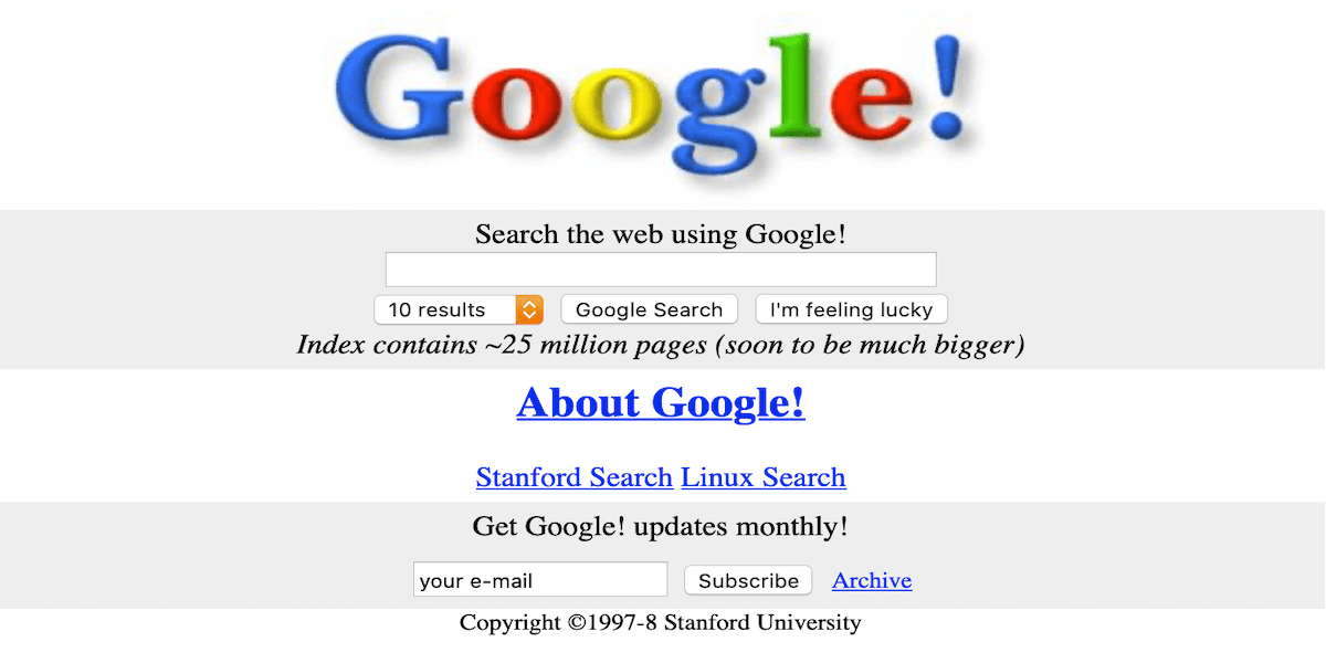 Google Search Retro Page