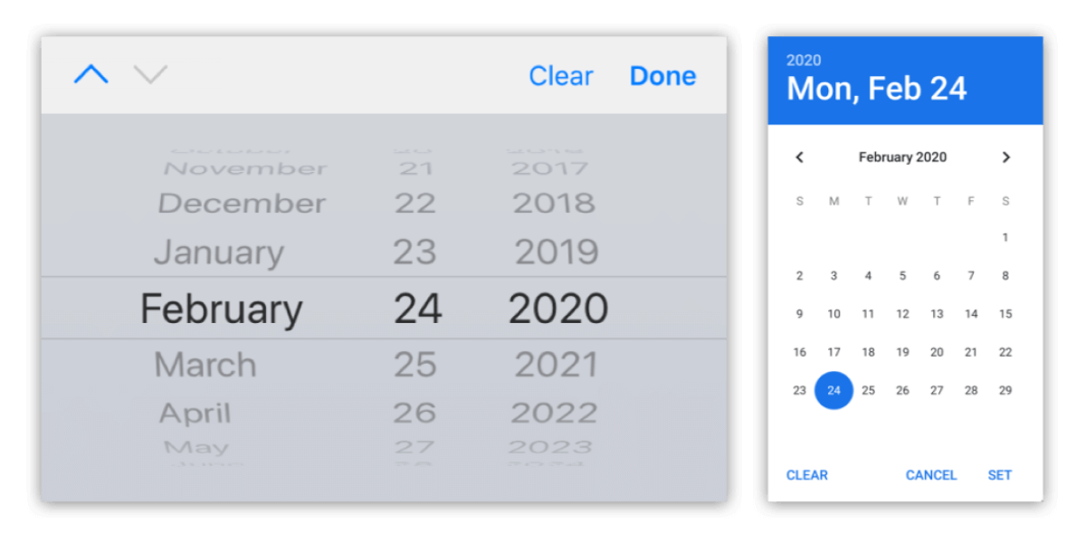 Form Inputs Calendar