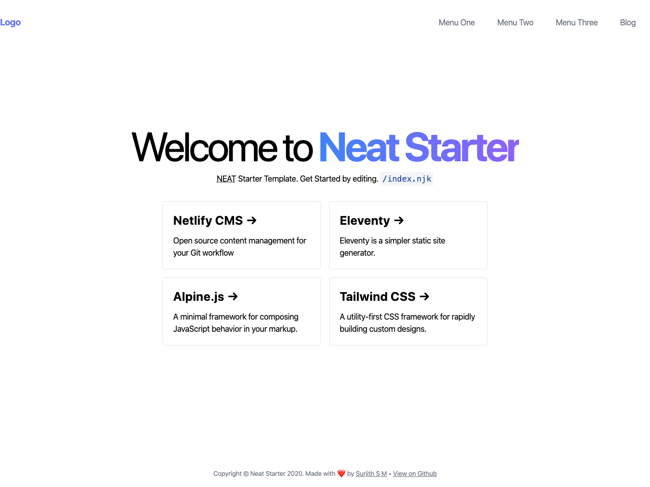 Neat Starter 11ty Theme