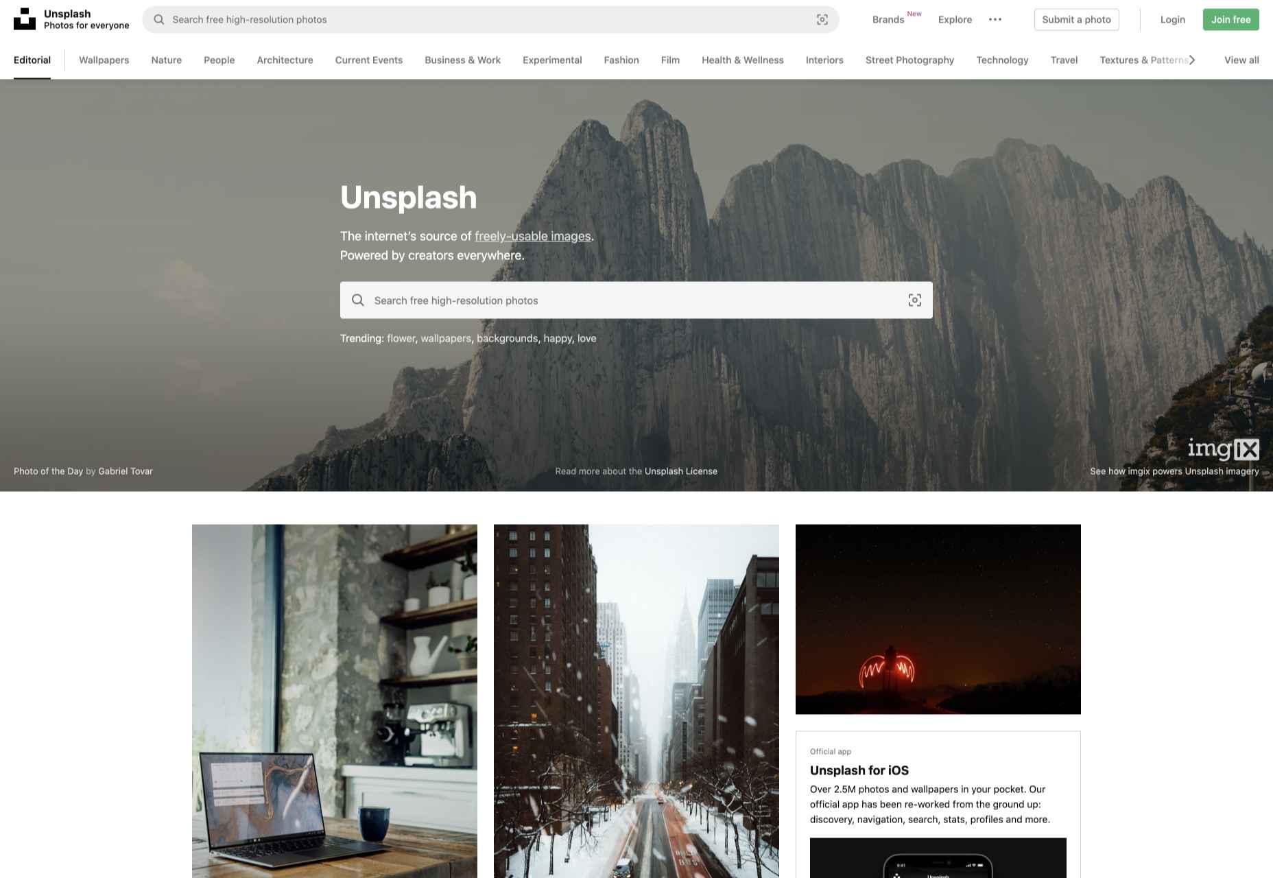 Unsplash Website