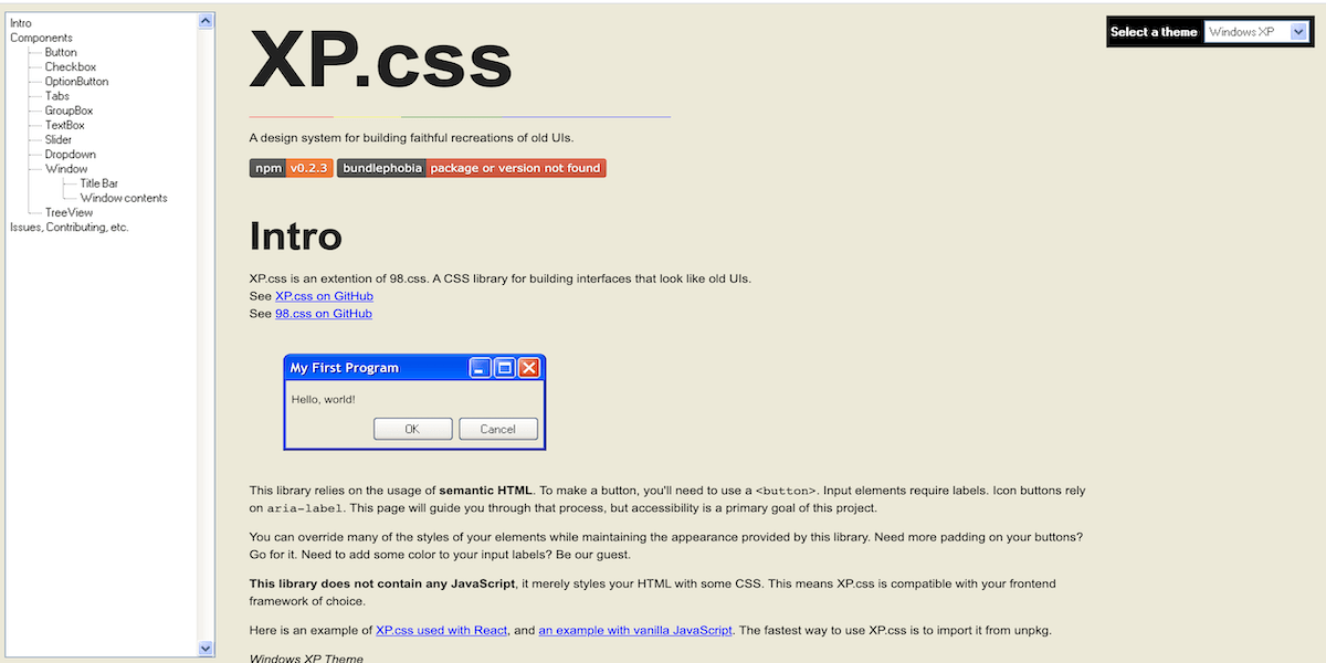 XP CSS Framework
