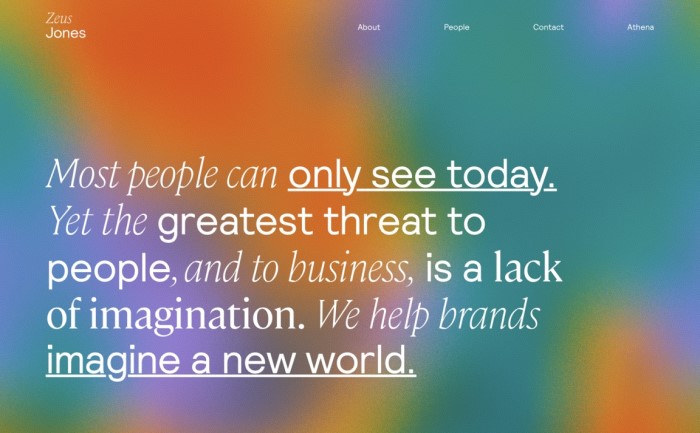 Zeus Jones Landing Page